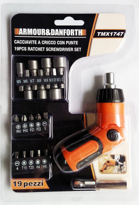 CACCIAVITE A CRICCHETTO IMPUGNATURA SNODABILE CON KIT INSERTI E BUSSOLE PROFESSIONALE