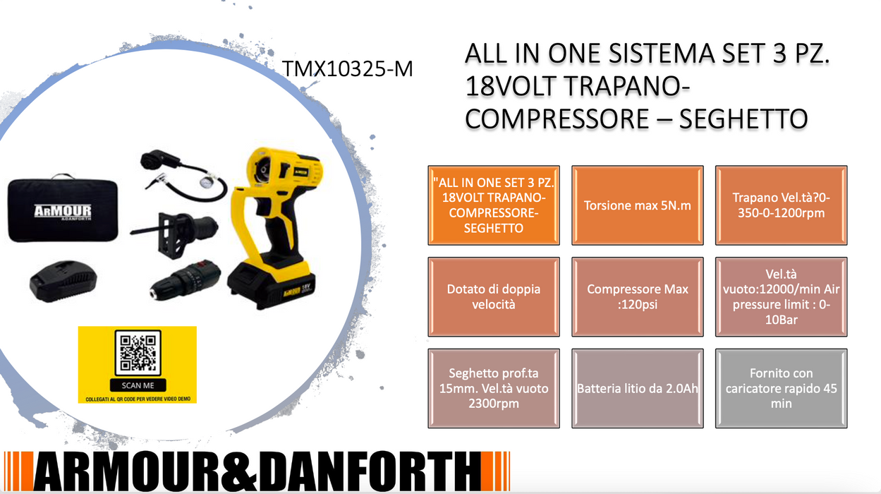 Drill - Compressor - Hacksaw - ALL IN ONE 3-piece SET system