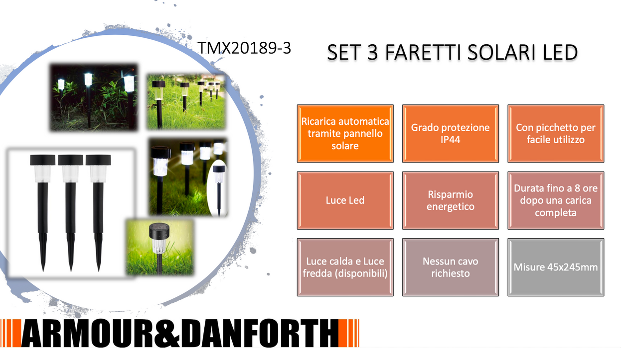 PALETTO SOLARE LED CONFEZIONE DA 3 PEZZI