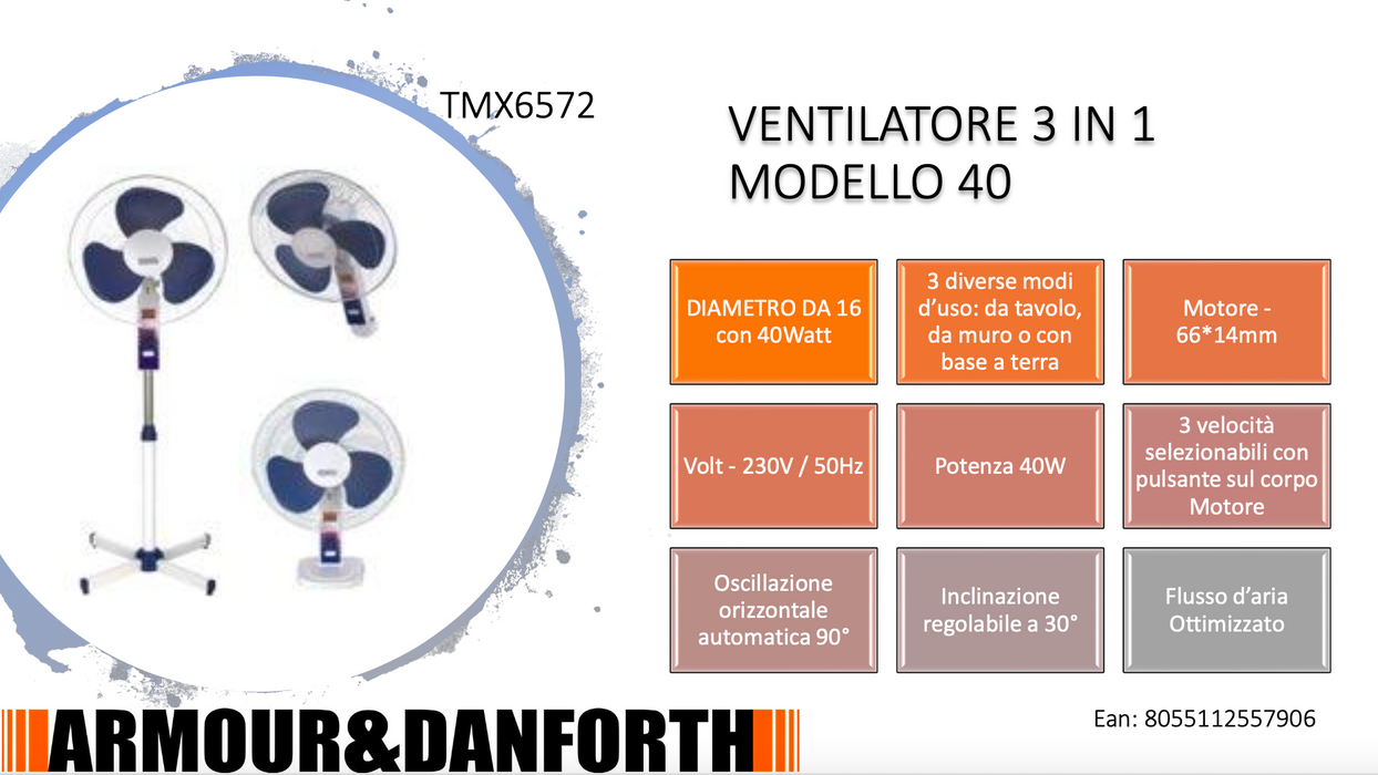 VENTILATORE ELETTRICO 3 IN 1 mod. 40
