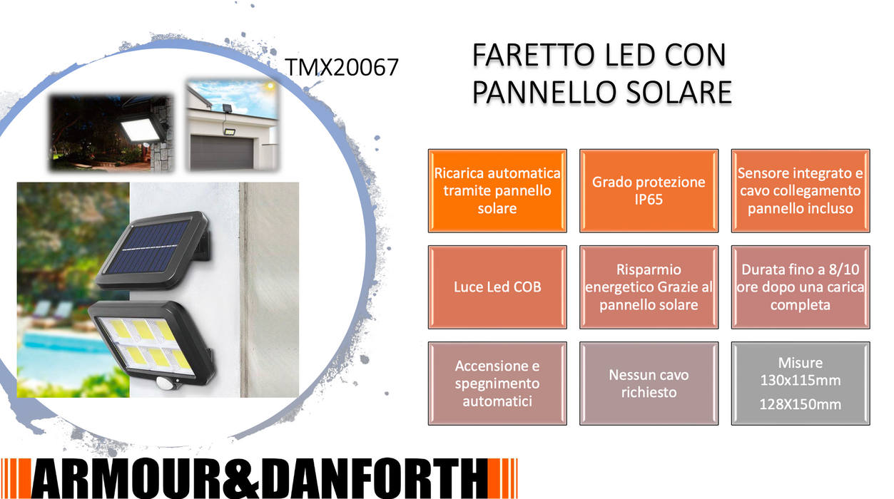 FARO LED CON PANNELLO RICARICA SOLARE