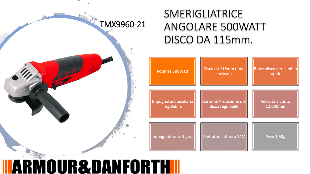 SMERIGLIATRICE ANGOLARE. 500WATT  115MM