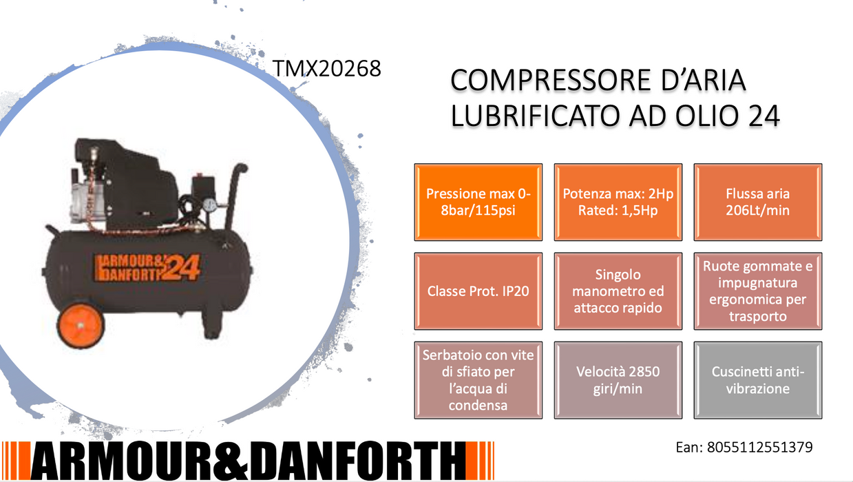 COMPRESSORE LUBRIFICATO AD OLIO 24PRO