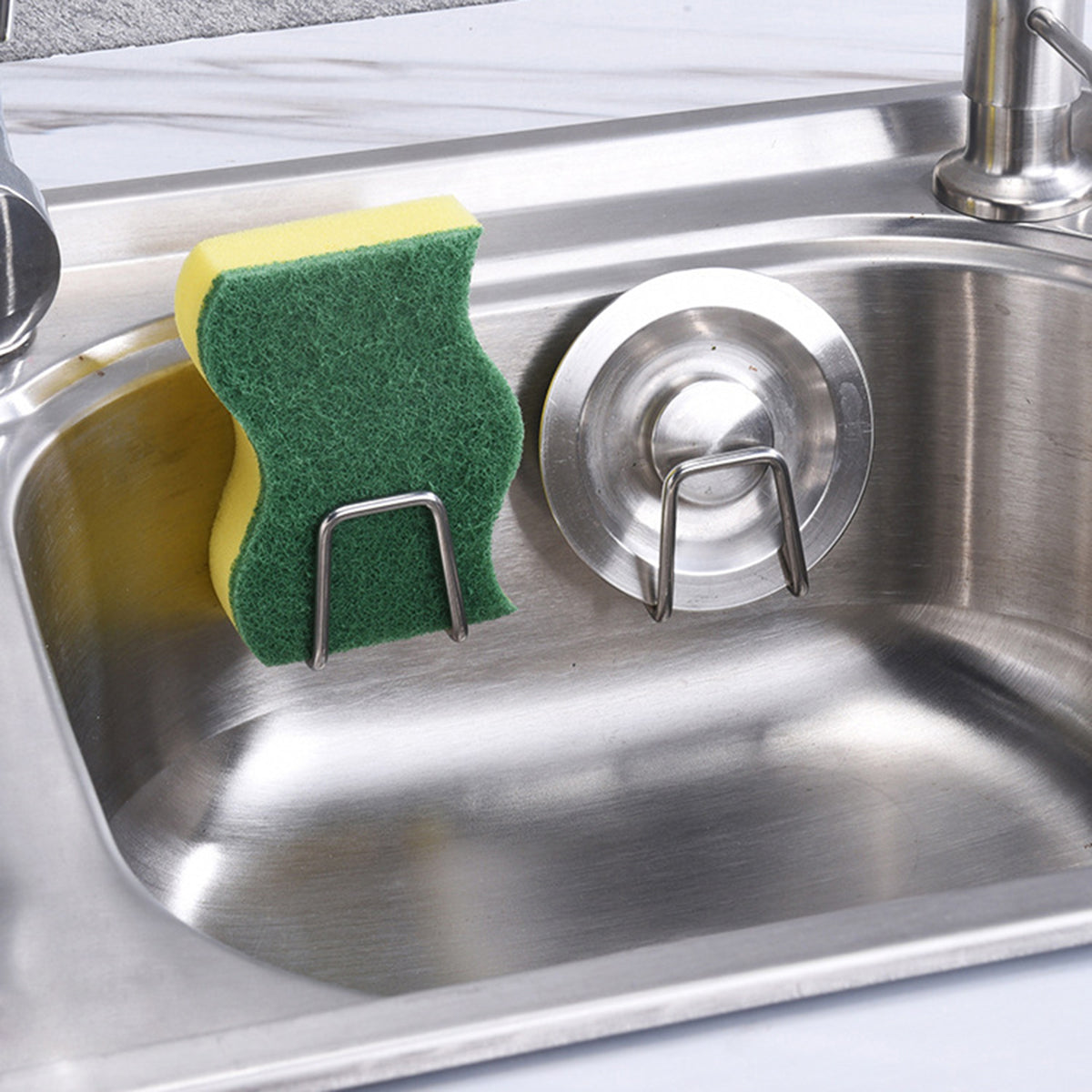 Portaspugna Per Lavello Da Cucina In Acciaio Inox Con Scolatoio - Organizzatore Da Banco, Drenaggio Rapido, 20x9x14 Cm